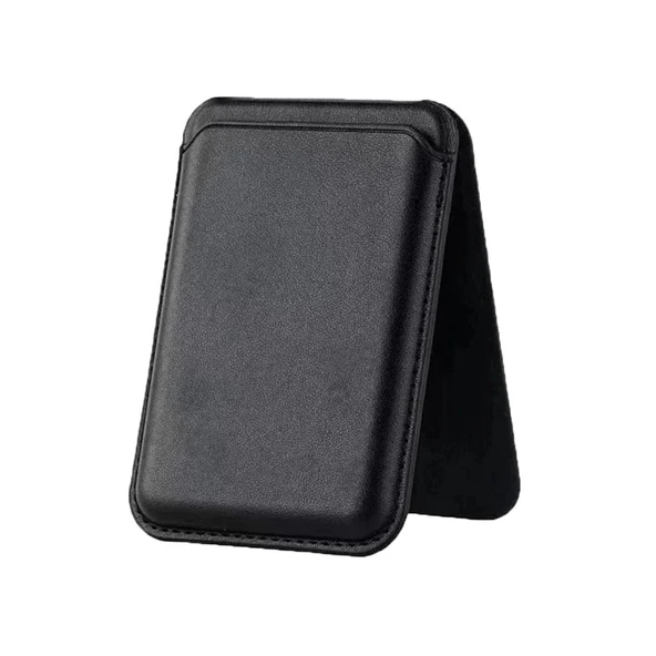 E2M MAGSAFE STANDLI DERİ CÜZDAN SİYAH ürün görseli