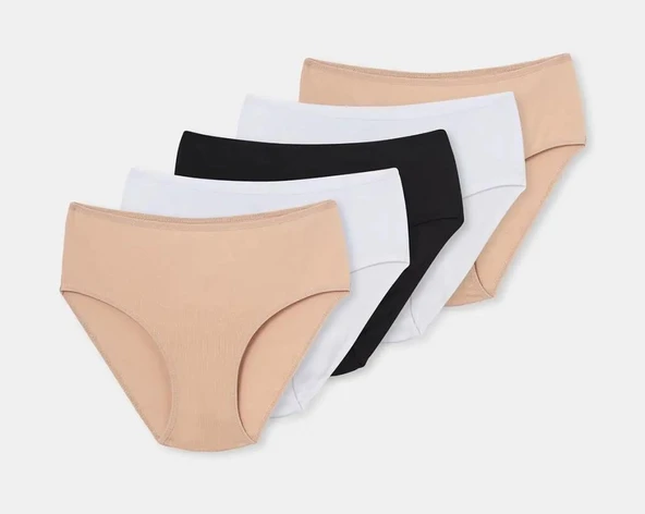 5 li Paket Dagi Bayan Yüksek Bel Slip Külot 5104KC ürün görseli