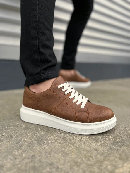 JY151 Boost Bağcıklı Cilt Erkek Günlük Sneaker Ayakkabı CBT - Taba ürün görseli