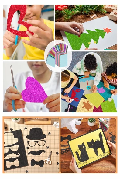 Altın Sarı Simli Karton A4 20x30 cm 10 lu 1 Paket Simli Fon Kartonu Parıltılı Kağıt Anasınıfı Kreş Etkinlik Proje - Resim 5