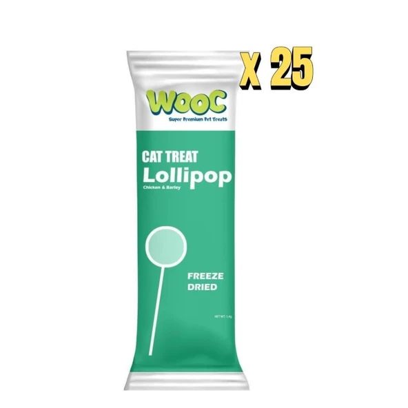 Wooc Lolipop Tavuk ve Arpa Aromalı Kedi Ödülü 1.4 Gr – 25’li Paket ürün görseli 1