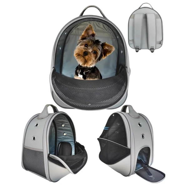 La Vista Yırtılmaz Fileli Paris Kedi, Küçük Köpek Sırt Taşıma Çantası Gri 32-26-40cm ürün görseli