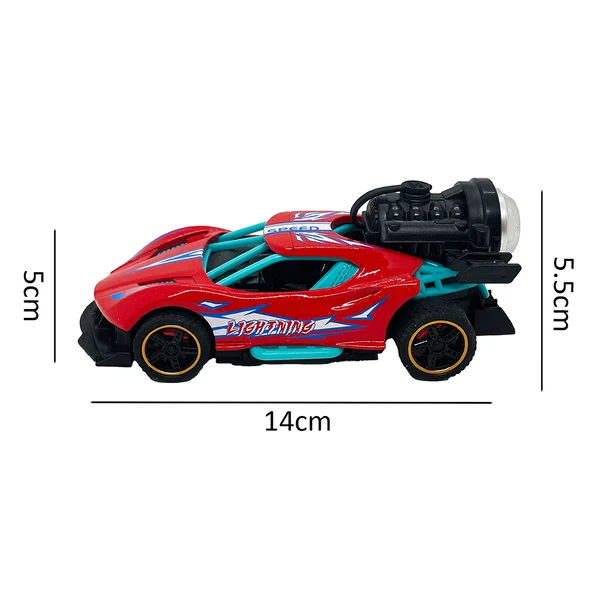 Spray Fonksiyonlu Pilli Metal Çek Bırak Araba Sesli Işıklı Kırmızı - Resim 2
