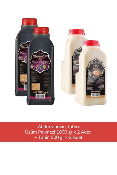 Abdurrahman Tatlıcı Üzüm Pekmezi 650 gr x 2 Adet + Abdurrahman Tatlıcı Tahin 500 gr x 2 Adet ürün görseli