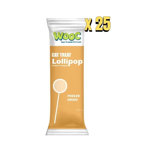 Wooc Lolipop Tavuk ve BalKabaklı Kedi Ödülü 1.4 Gr – 25’li Paket ürün görseli 1