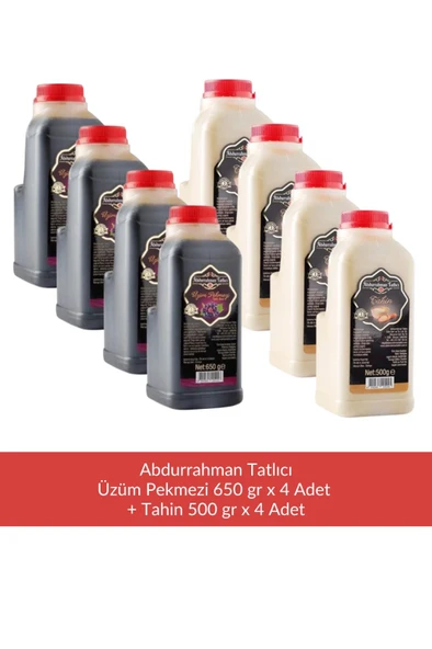 Abdurrahman Tatlıcı Üzüm Pekmezi 650 gr x 4 Adet + Abdurrahman Tatlıcı Tahin 500 gr x 4 Adet ürün görseli