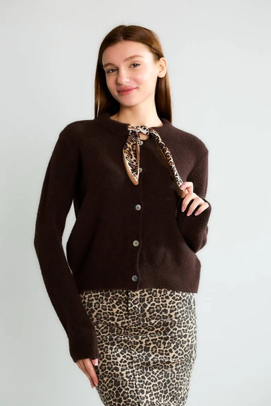 Cemo Ofis Şıklığı Düğmeli Uzun Kollu Triko Ceket - Resim 4