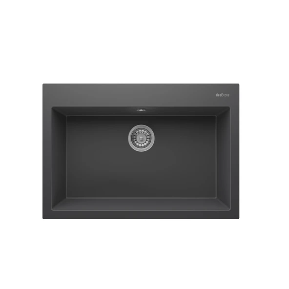 REAL STONE K003 DIDYMA 58 GRANİT EVİYE ANTRASİT 76.5 x 50 Cm Tezgah Üstü ürün görseli