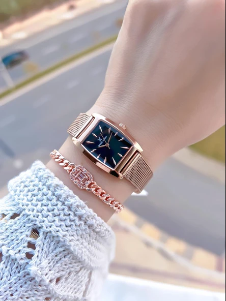 Daniel Klein Çelik Hasır Kordon 2 Yıl Garantili 3Atm Suya Dayanıklı Kadın Kol Saati+Bileklik B141196 - Resim 2