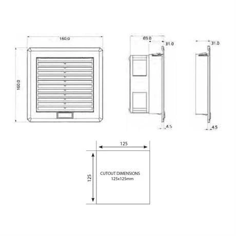 Plastim 160x160x69mm 100m3/H Ip54 Filtreli Fan - PTF1500 - Resim 4