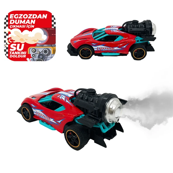 Spray Fonksiyonlu Pilli Metal Çek Bırak Araba Sesli Işıklı Kırmızı ürün görseli