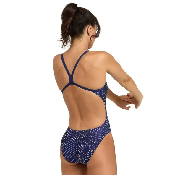 Arena Kikko Pro Swimsuit Challenge Back Kadın Mavi Yüzücü Mayosu 005902770 - Resim 2