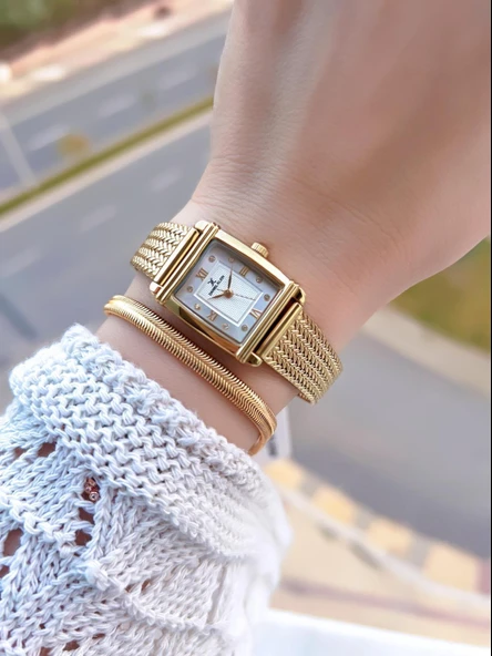 Daniel Klein Çelik Hasır Kordon 2 Yıl Garantili 3Atm Suya Dayanıklı Kadın Kol Saati+Bileklik 109702 - Resim 2