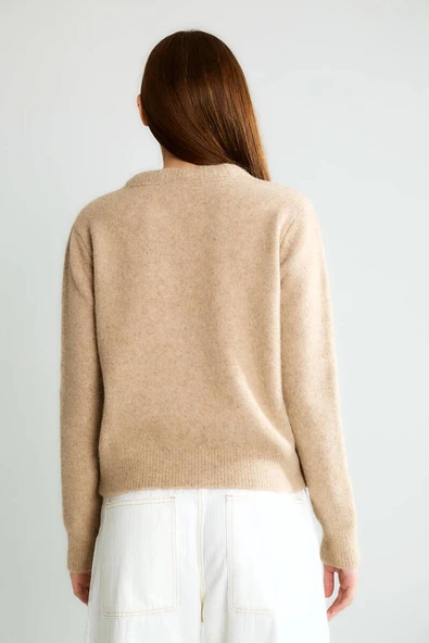 Cemo Ofis Şıklığı Düğmeli Uzun Kollu Triko Ceket - Resim 8