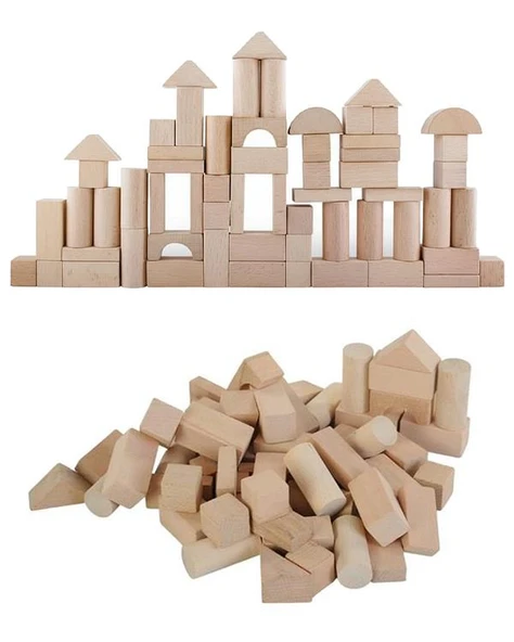 Woodoy Kovalı Ahşap Natural Bloklar 60 Parça KR 026 - Resim 2