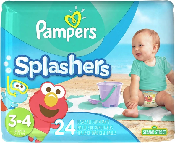 Pampers Splashers Diapers  size 3 / 4 24 CT by Pampers - Resim 2