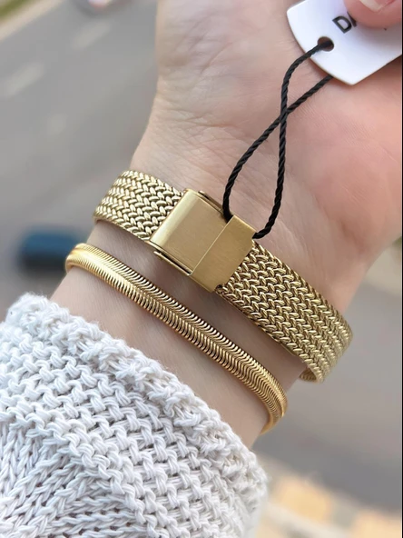 Daniel Klein Çelik Hasır Kordon 2 Yıl Garantili 3Atm Suya Dayanıklı Kadın Kol Saati+Bileklik 109702 - Resim 3