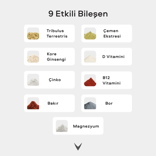 Virtus Testo Booster Tribulus Terrestris, Kore Ginsengi, Çemen, Bor, Vitamin D, Içeren Takviye Edici Gıda - Resim 2