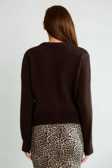 Cemo Ofis Şıklığı Düğmeli Uzun Kollu Triko Ceket - Resim 2