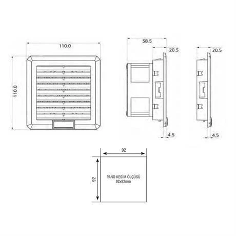 Plastim 120x120x58mm 30m3/H Ip54 Filtreli Fan - Resim 4