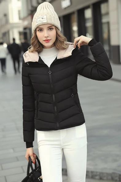 Kışlık Kapüşonlu Kadın Şişme Mont ürün görseli