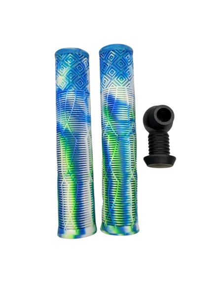 17 CM Mtb Bmx Freeride Elcik Silikon Bisiklet Elcik Kaymaz Yapı Dirt Jump Bisiklet Elciği Mavi Yeşil - Resim 2