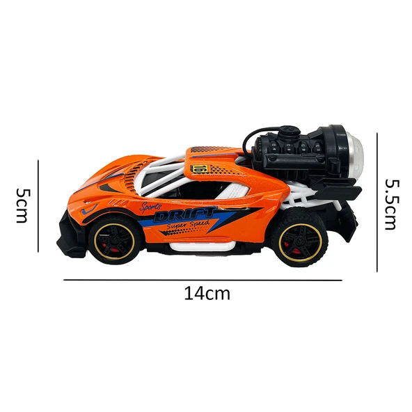 Spray Fonksiyonlu Pilli Metal Çek Bırak Araba Sesli Işıklı Turuncu - Resim 2