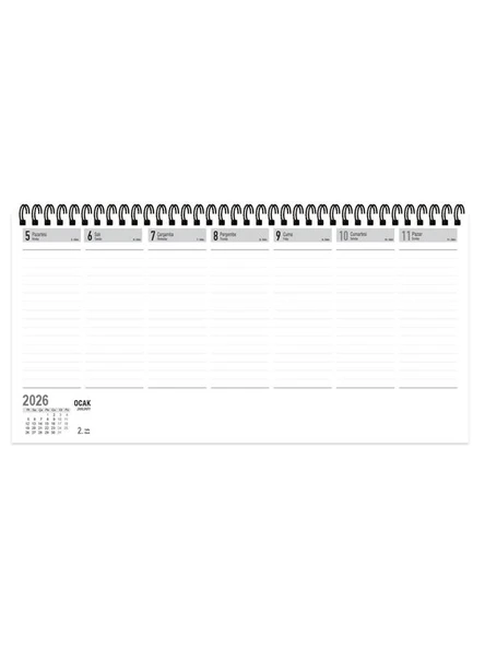 Keskin Color 2026 Haftalık Masa Takvimi 16x33 cm Spiralli Çizgili 10 Adet - Resim 3