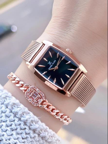 Daniel Klein Çelik Hasır Kordon 2 Yıl Garantili 3Atm Suya Dayanıklı Kadın Kol Saati+Bileklik B141196 ürün görseli