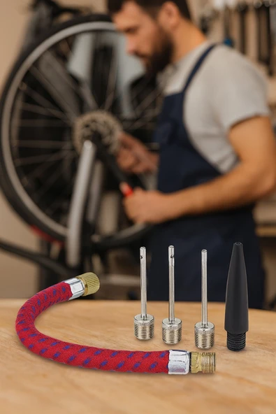 5 Parça Bisiklet Lastiği Şişirme- Pompa Hortumu- Top Iğnesi Ucu Seti ürün görseli