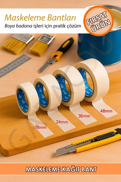 Maskeleme Boya Bandı Kağıt Bant 48 Mm Genişlik - 25 Metre - 1 Adet ürün görseli