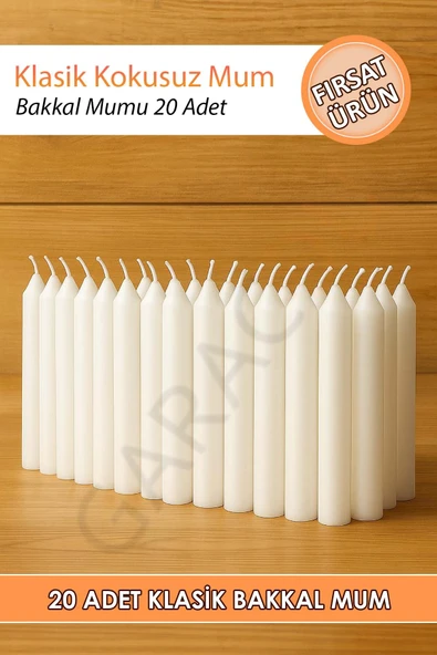 Klasik Kokusuz Bakkal Mum Dilek Mumu 20 Adet (10 CM) ürün görseli