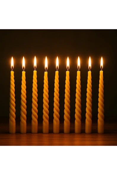 Kıvrımlı 12’li Sarı Şamdan Mum Seti – Dekoratif ve Uzun Ömürlü ürün görseli