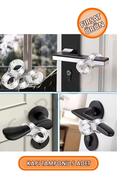 Şeffaf Plastik Kapı Kolu Tutucu Tutacağı Durdurucu Pencere Tamponu Stoperi 5 Adet - Resim 2