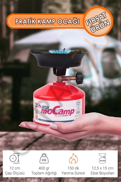 Portatif Mocamp Kamp Ocağı, Piknik Ocağı, Minik Tüp Kırmızı - 1 Adet Çakmak Gazı ürün görseli