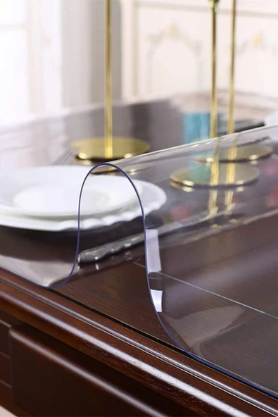 1.4 Mm Net Kalınlık Şeffaf Kalın PVC Masa Koruyucu Mika Masa Örtüsü - Resim 4