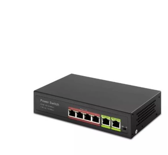 HADRON HD04 POE SWITCH 2UPLINK 4+2 10-100 MBPS 4PORT ürün görseli