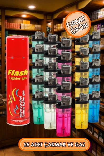 25 Adet Şeffaf Taşlı Çakmak, 1 Paket 25 Adet Doldurulabilir ürün görseli