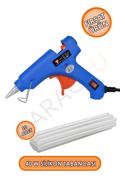 Kaliteli Anahtar Korumalı 40W Kalın Sıcak Silikon Tabancası + 10 Adet Kalın Mum Silikon Çubuk ürün görseli