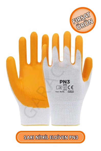 Sarı Nitril Eldiven Pn3 1 Çift, Iş Eldiveni, Inşaat Eldiveni, Montaj Eldiveni, Sanayi Eldiveni ürün görseli