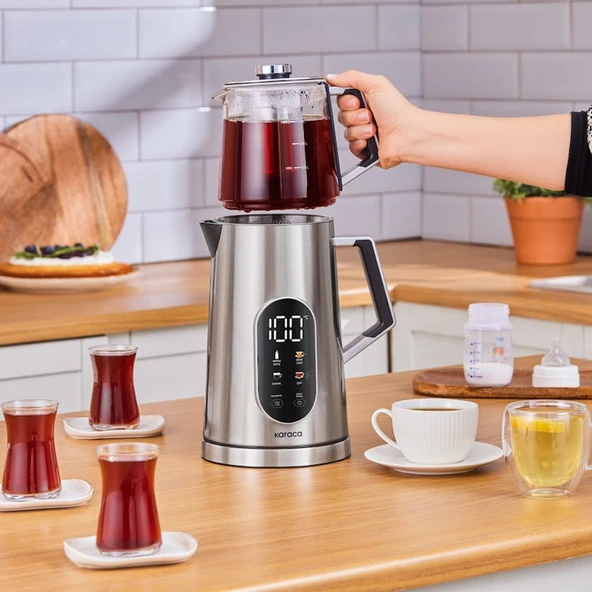 Karaca Cool Touch 1503 Dijital Çift Cidarlı Çay Makinesi Inox - Resim 7