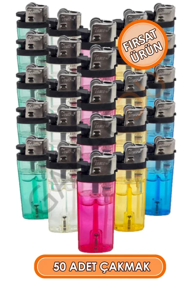 50 Adet Doldurulabilir Taşlı Çakmak, 1 Paket 50 Adet Toptan Çakmak ürün görseli