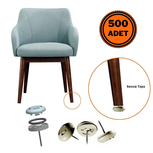 500 Adet Silentplug Sessiz Tapa Masa Sandalye Çivili Polygrid Krem ürün görseli 1