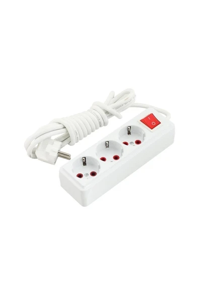 3'lü 3 Metre (3 MT) Kablolu Grup Priz-uzatma-anahtarlı-topraklı ürün görseli