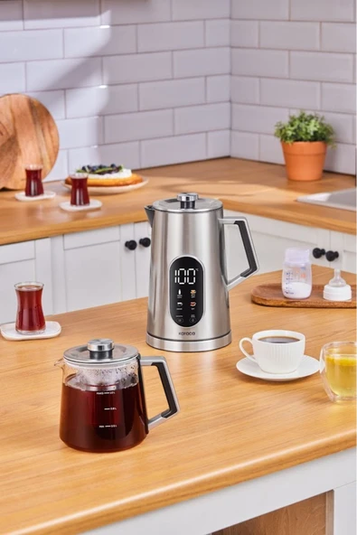 Karaca Cool Touch 1503 Dijital Çift Cidarlı Çay Makinesi Inox - Resim 4