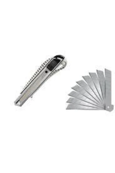 Metal Maket Bıçağı Lüx Falçata Ve 10 Adet Yedek Uç Dahil ürün görseli