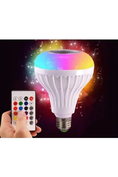 Bluetooth Hoparlörlü, RGB LED Işıklı Lamba, Uzaktan Kumandalı Müzik Çalar Ampul, Renkli Aydınlatma - Resim 4