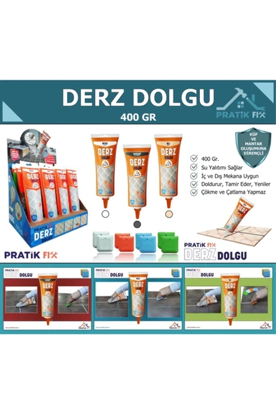 PratikFix Kullanıma hazır Derz Dolgu Beyaz 400 Gr-Eski derz üzerine uygulanır-Su kaçaklarını önler - Resim 5