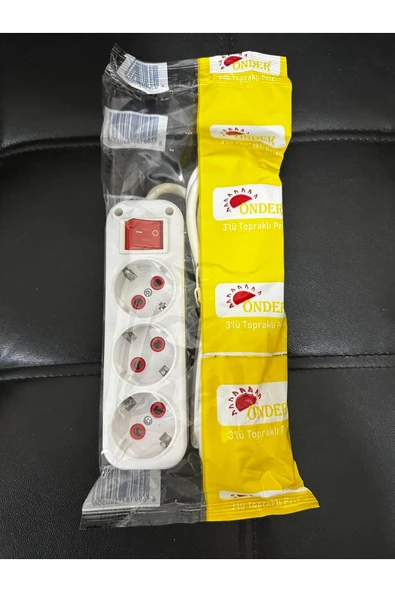 5 Mt. Anahtarlı Ara Kablosu Grup Priz 3'lü Uzatma Kablosu Üçyol - Resim 3