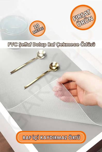 Kaliteli Pvc Şeffaf Kaydırmaz Dolap Çekmece Buzdolabı İçi Kaymaz Kaydırmaz Raf Örtüsü 10 Metre ürün görseli